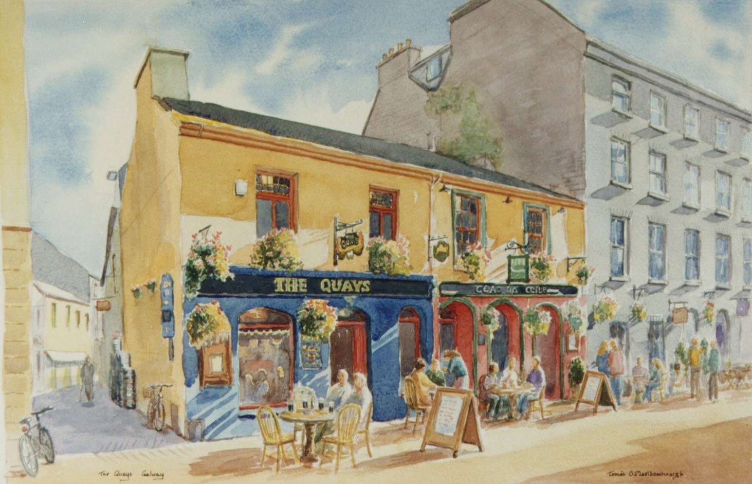 'The Quays Pub, Galway' watercolour,