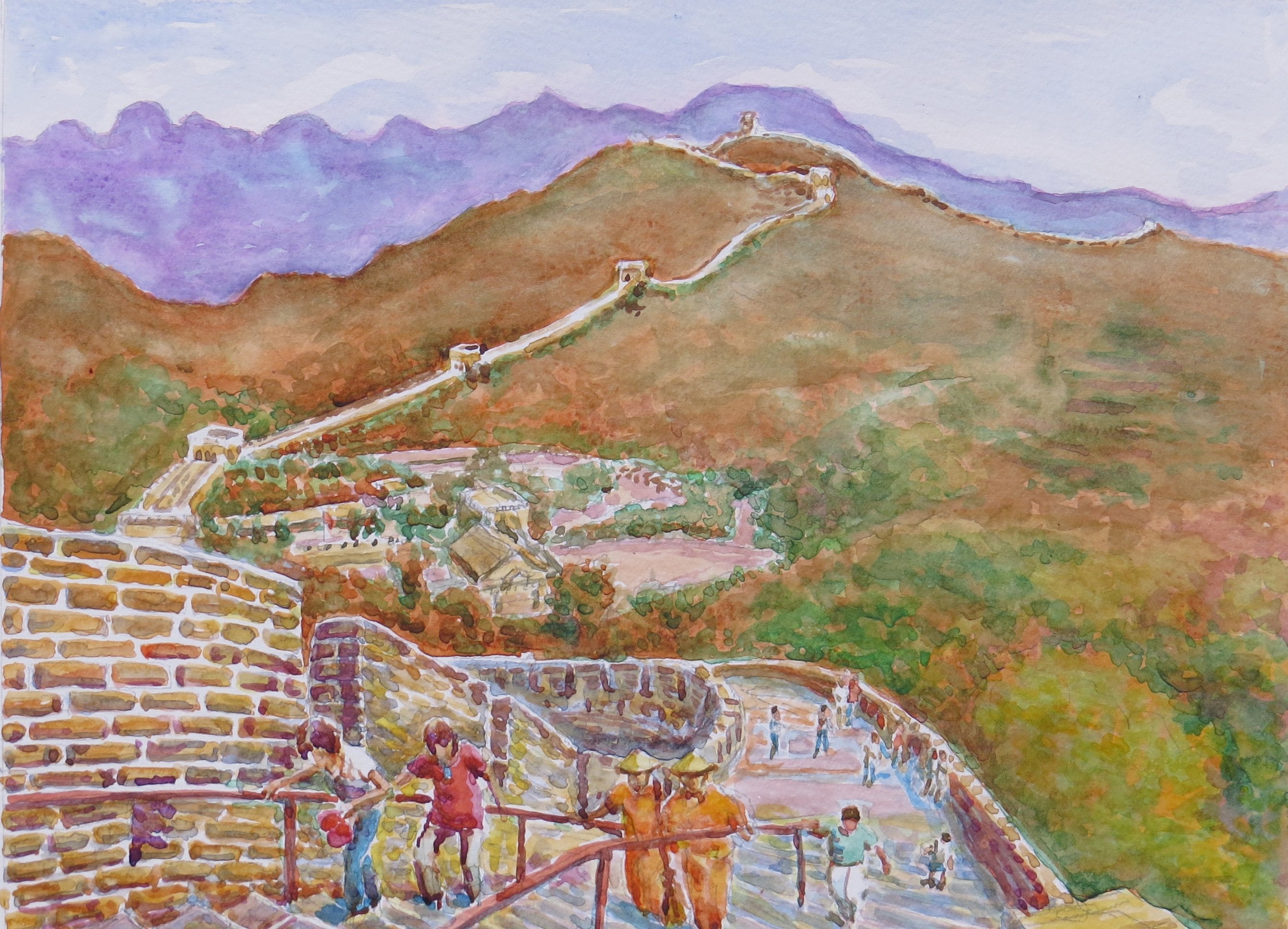 Great wall of China, watercolour, 40 x 30cm
