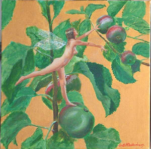 'Apple Fairy' on  acrylic on box Canvas